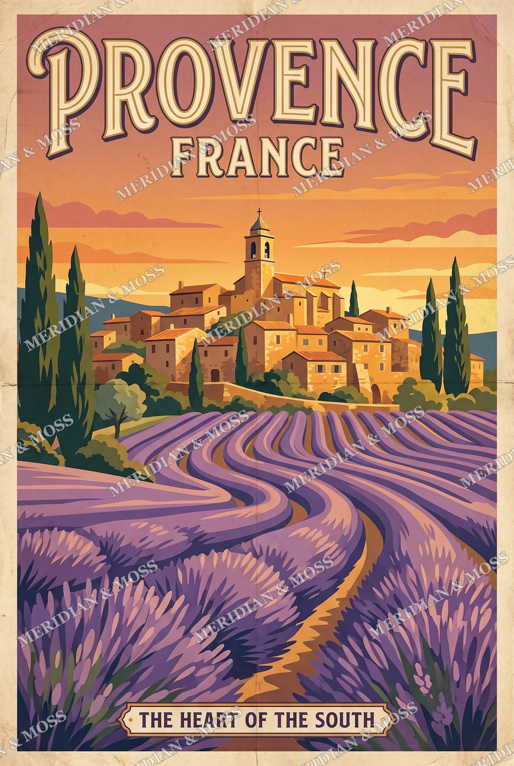 Provence France vintage travel poster art print