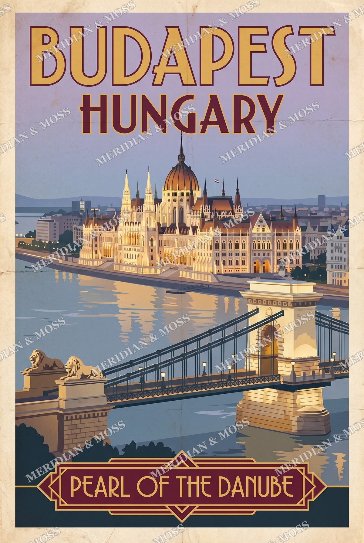 Budapest Hungary vintage travel poster art print