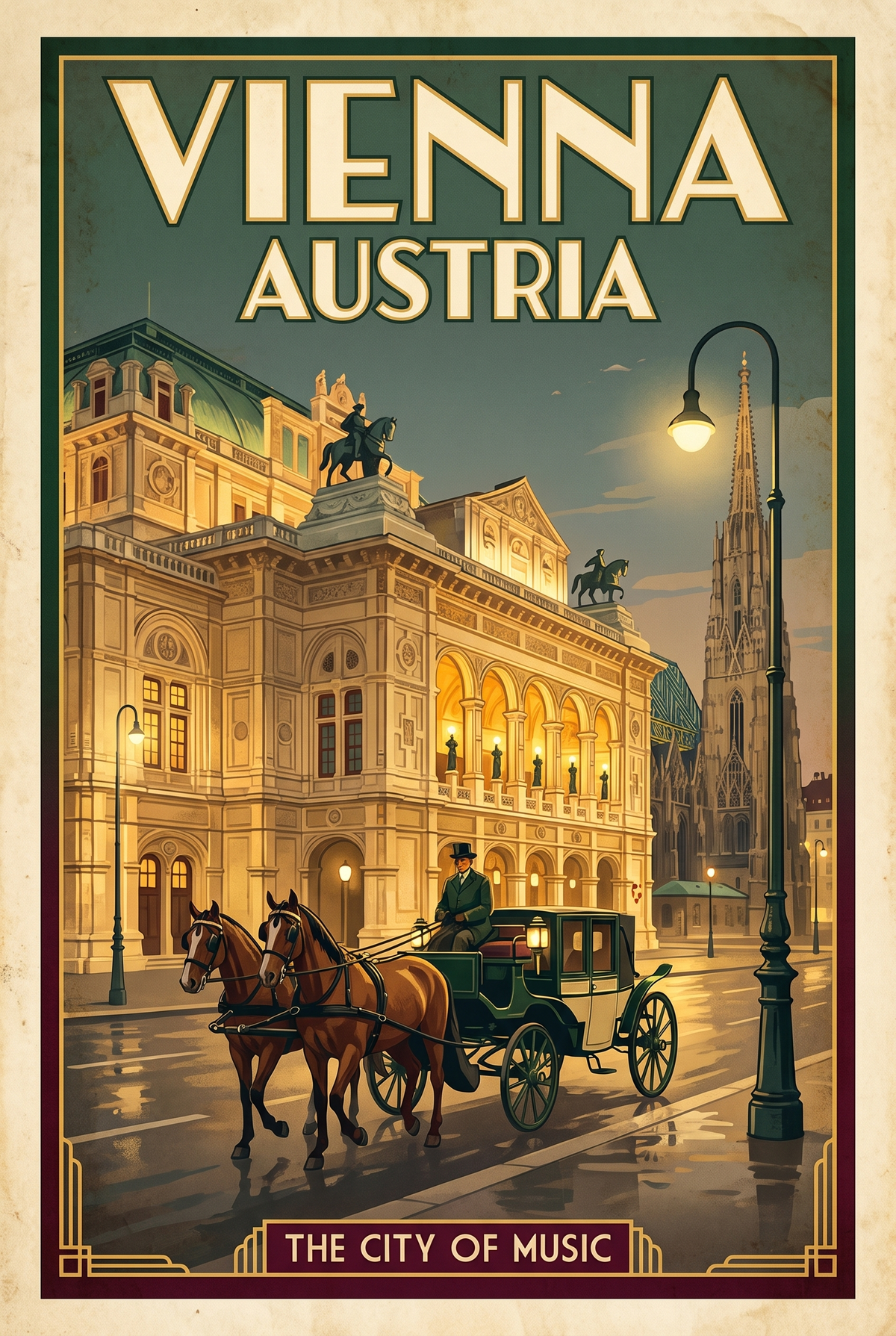 Vienna Austria Vintage Travel Poster | State Opera Art Print