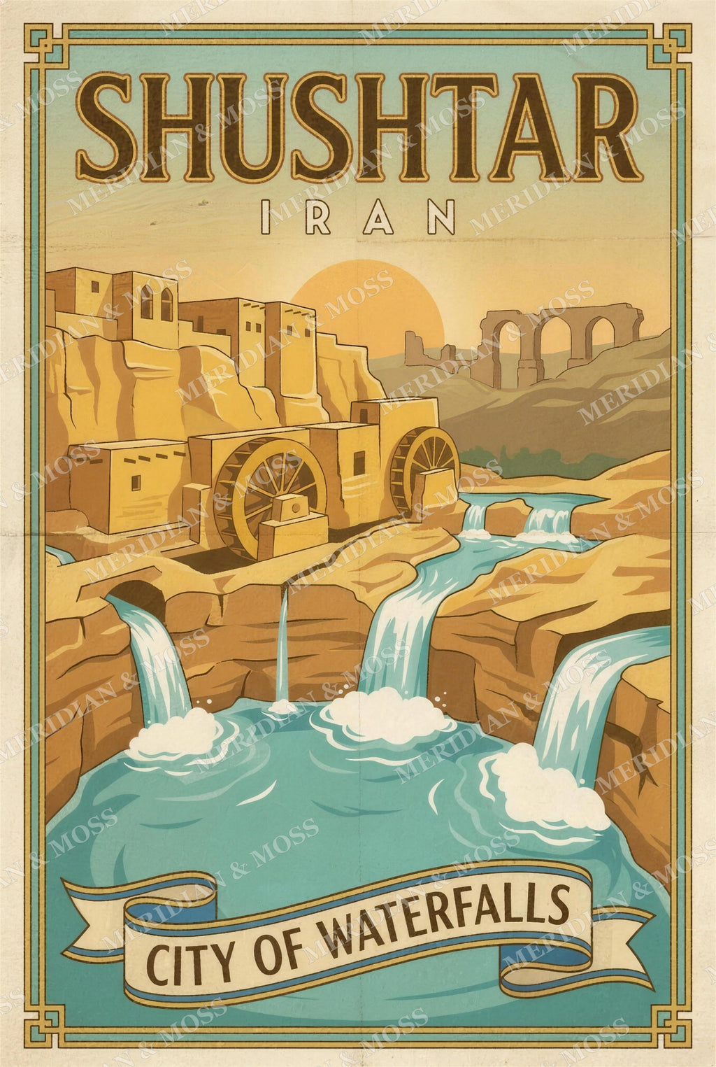 Shushtar Iran vintage travel poster art print