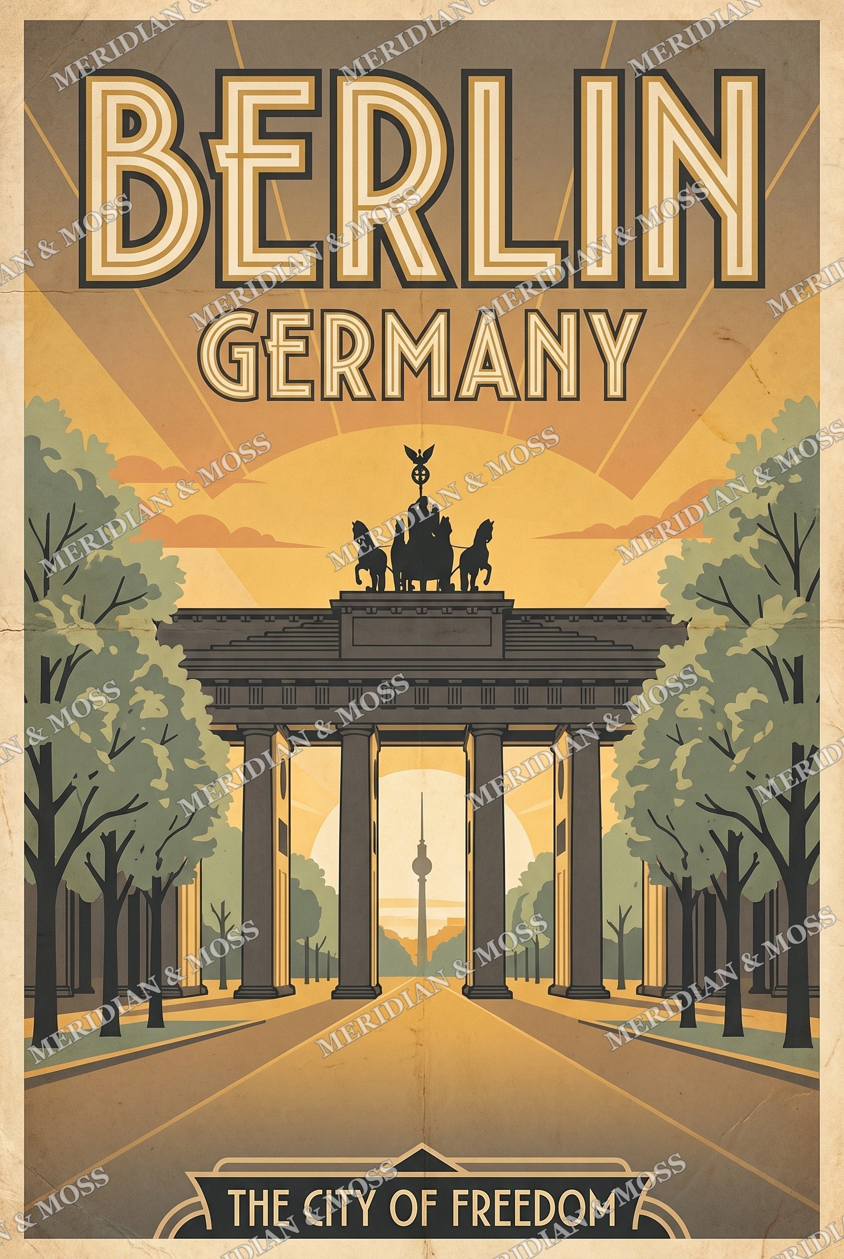 Berlin Germany vintage travel poster art print