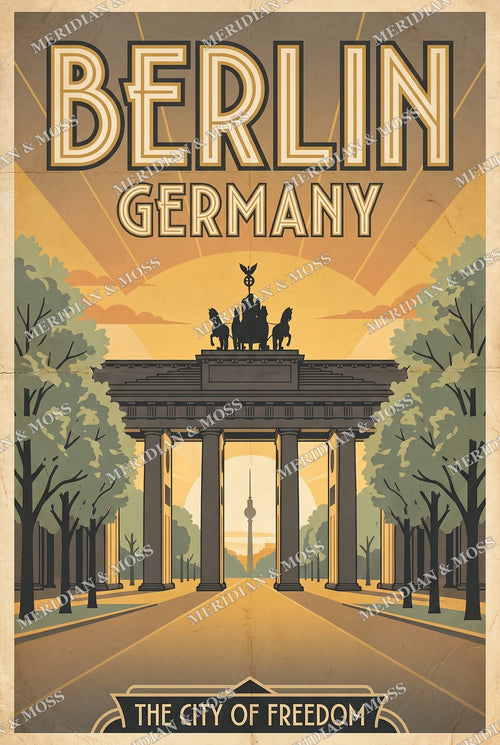 Berlin Germany vintage travel poster art print