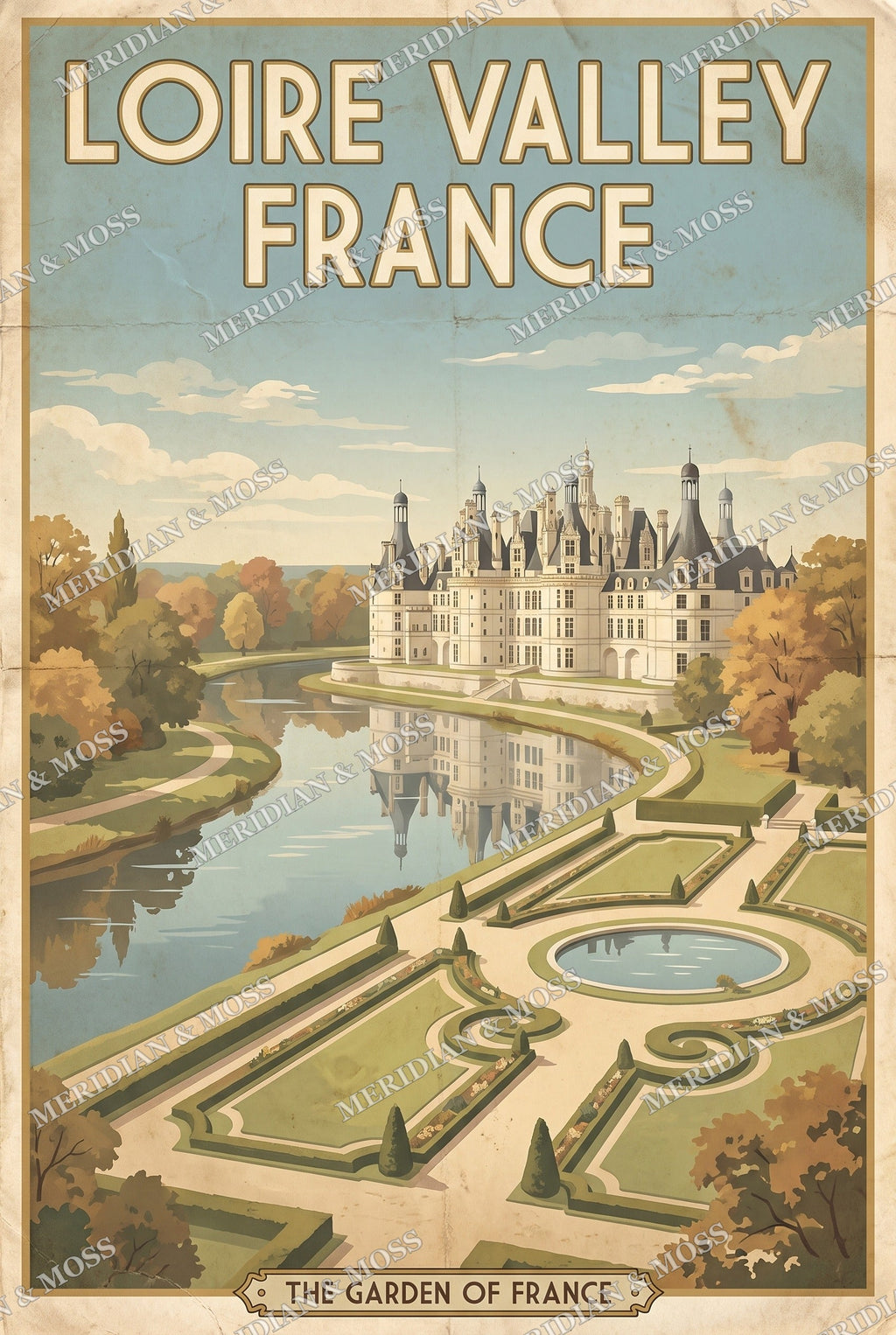 Loire Valley France vintage travel poster art print